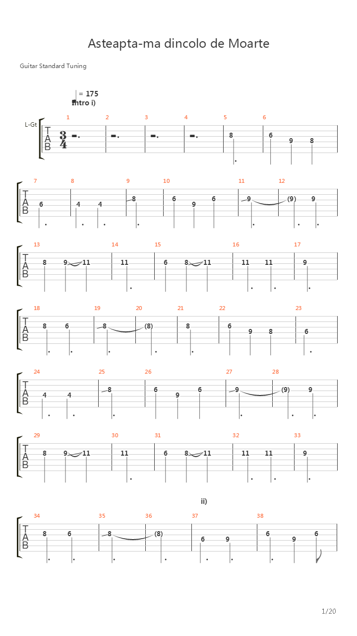 Asteapta-Ma Dincolo De Moarte吉他谱