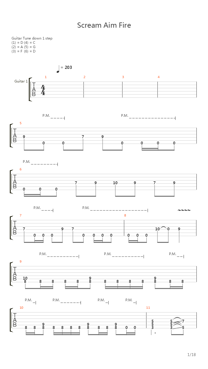 Scream Aim Fire吉他谱