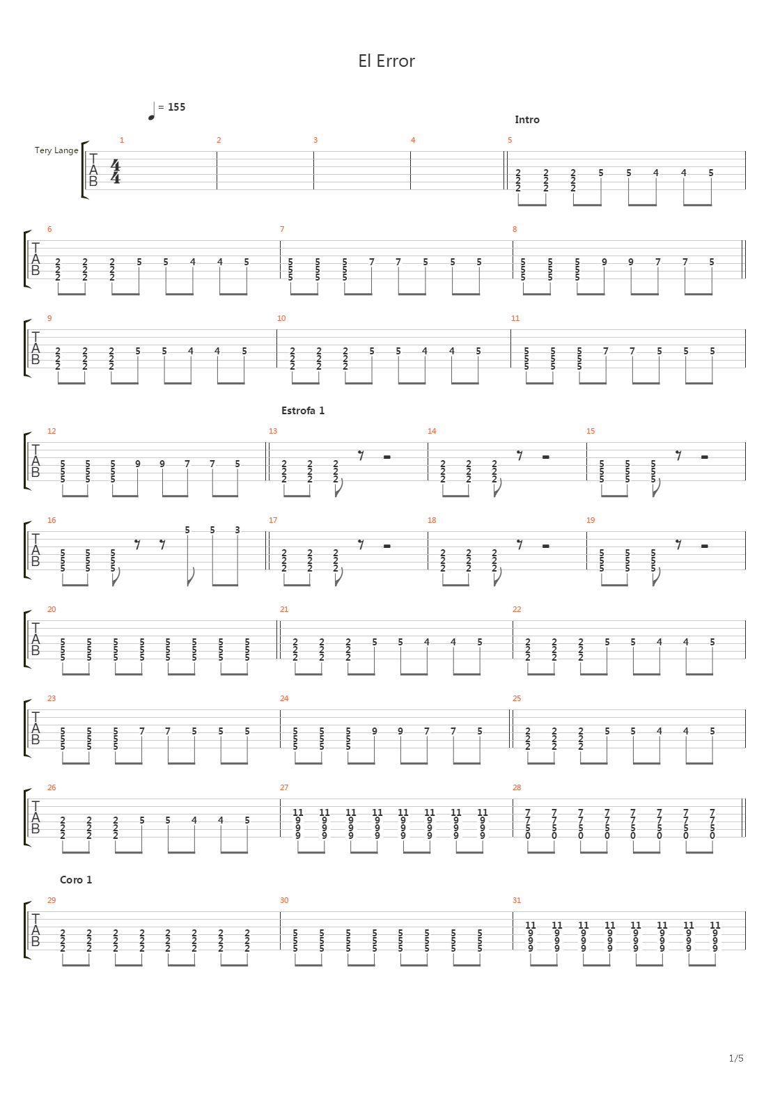 El Error吉他谱