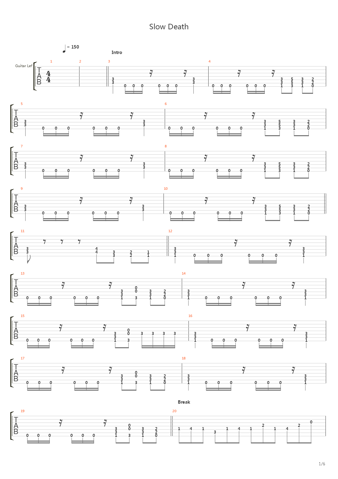 Slow Death吉他谱