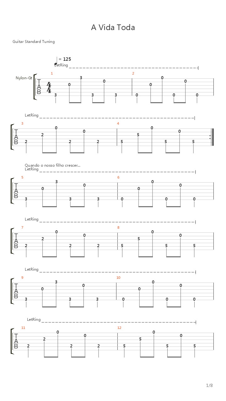 A Vida Toda吉他谱