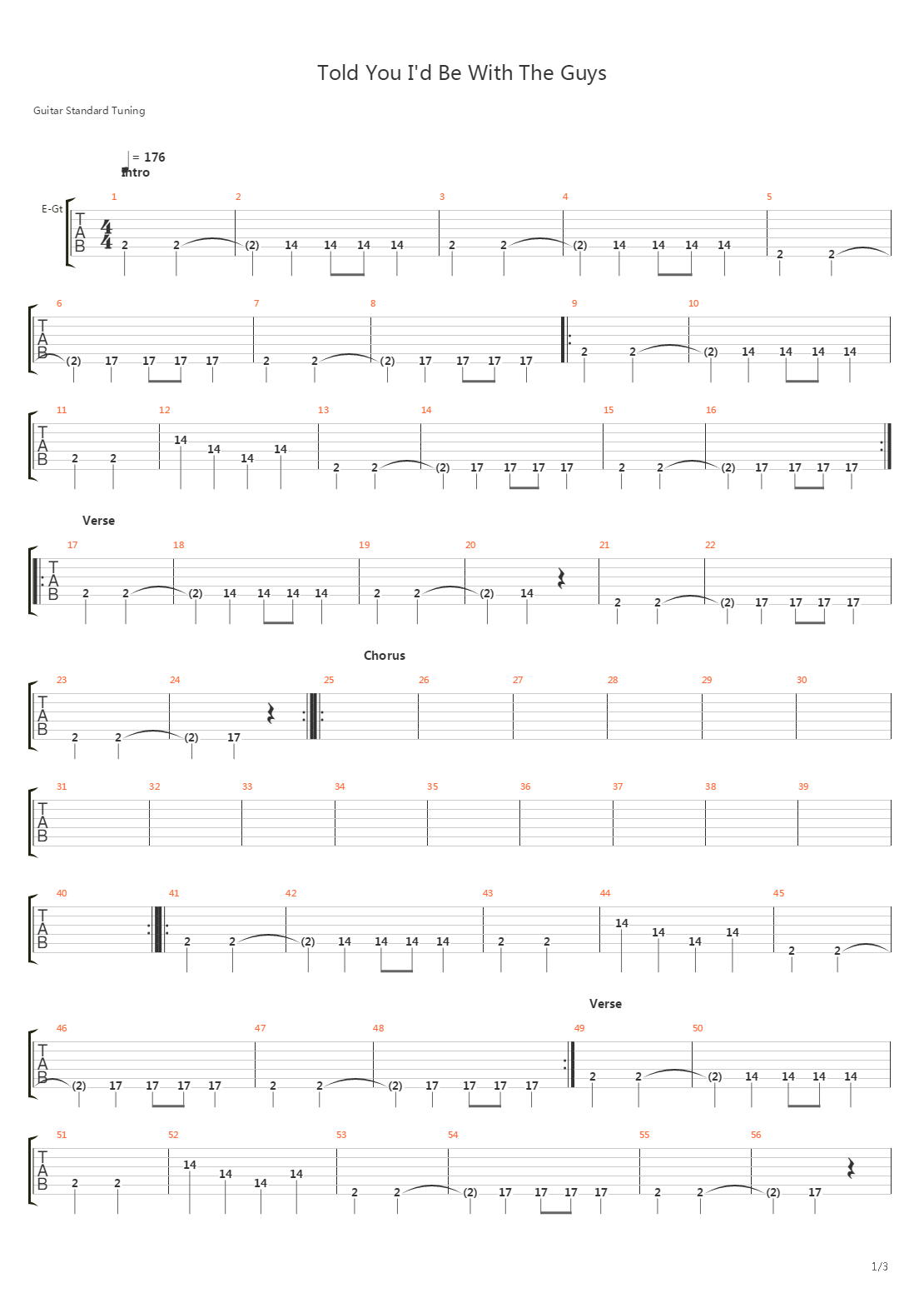 Told You Id Be With The Guys吉他谱