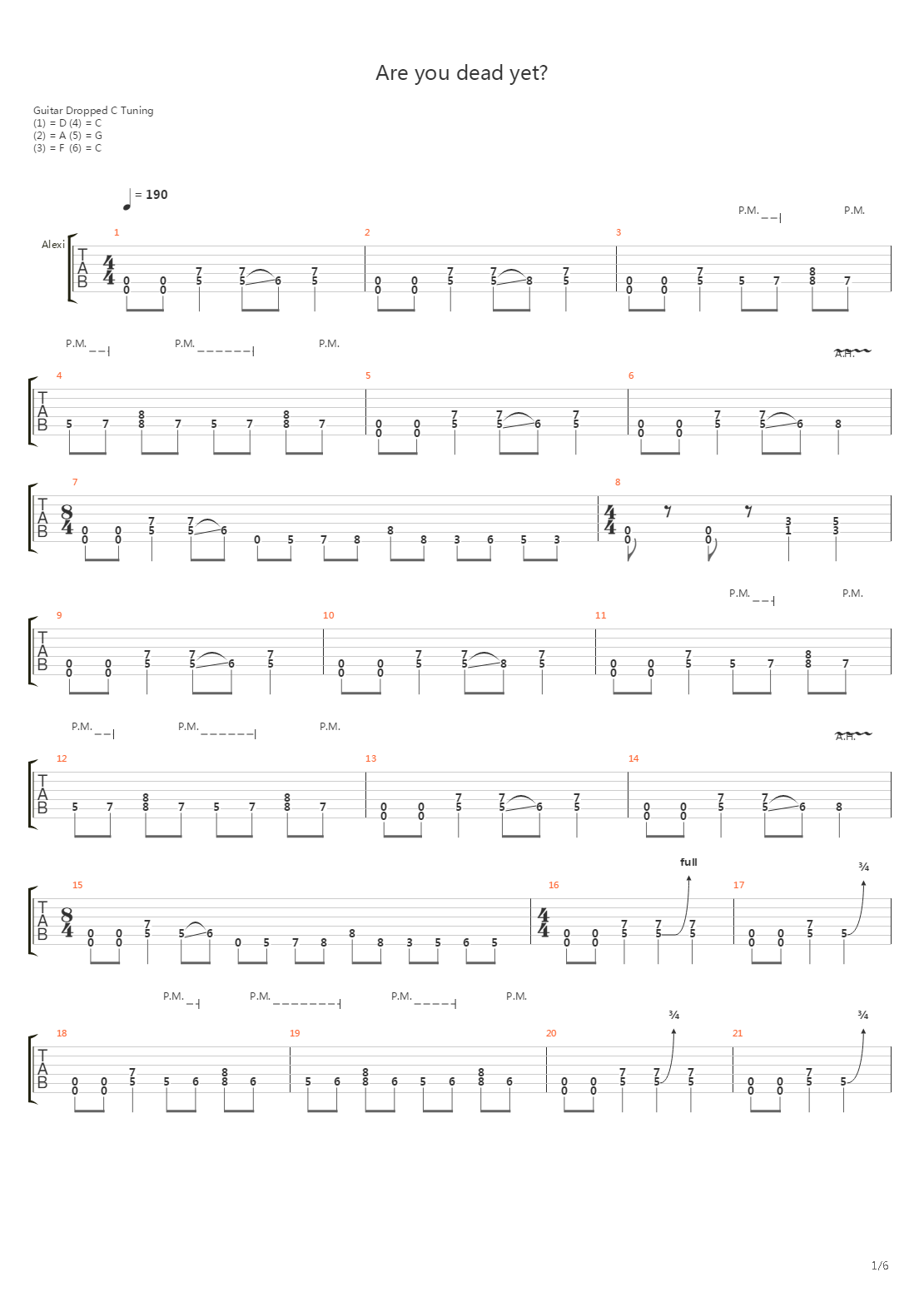 Are You Dead Yet吉他谱