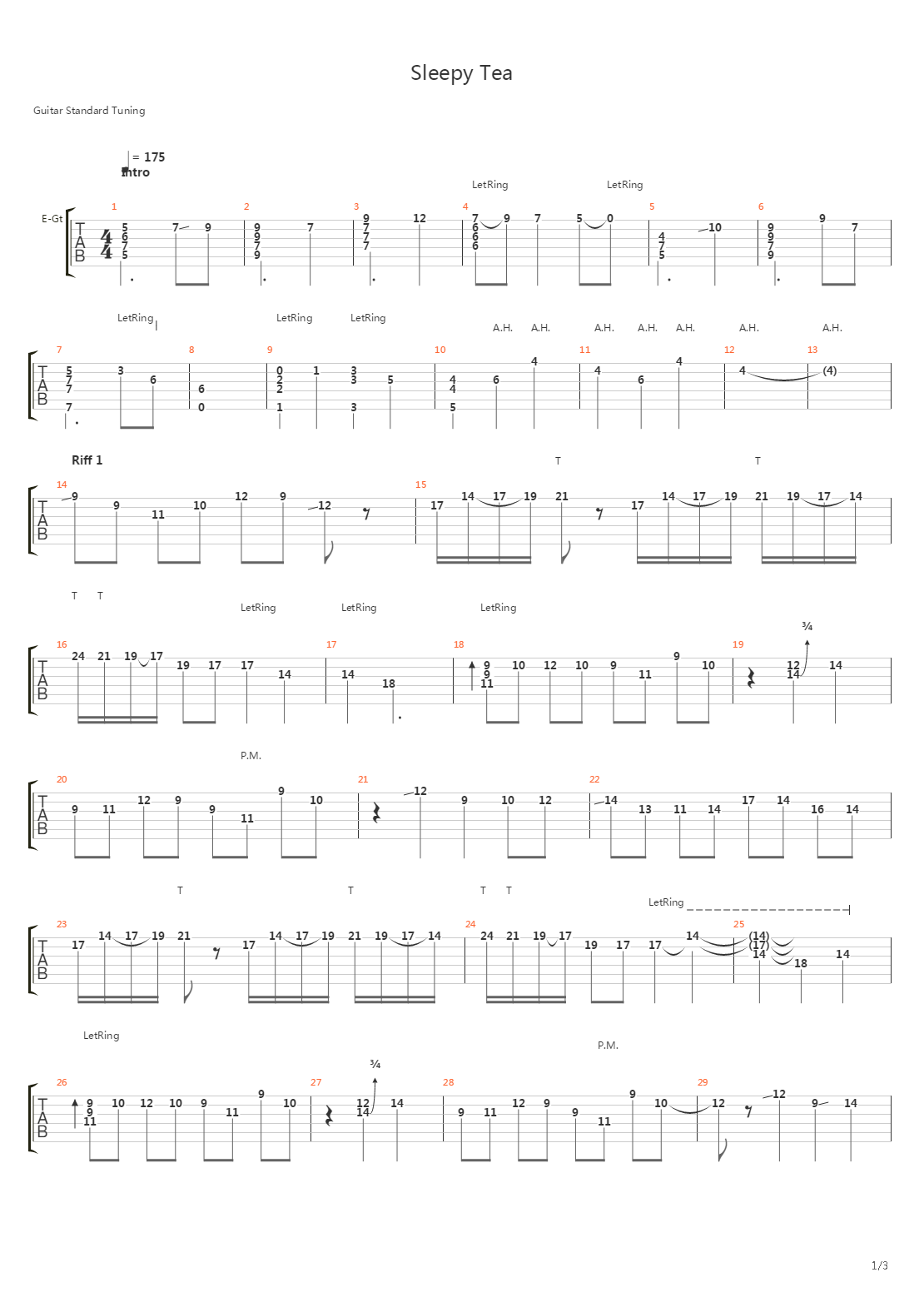 Sleepy Tea吉他谱