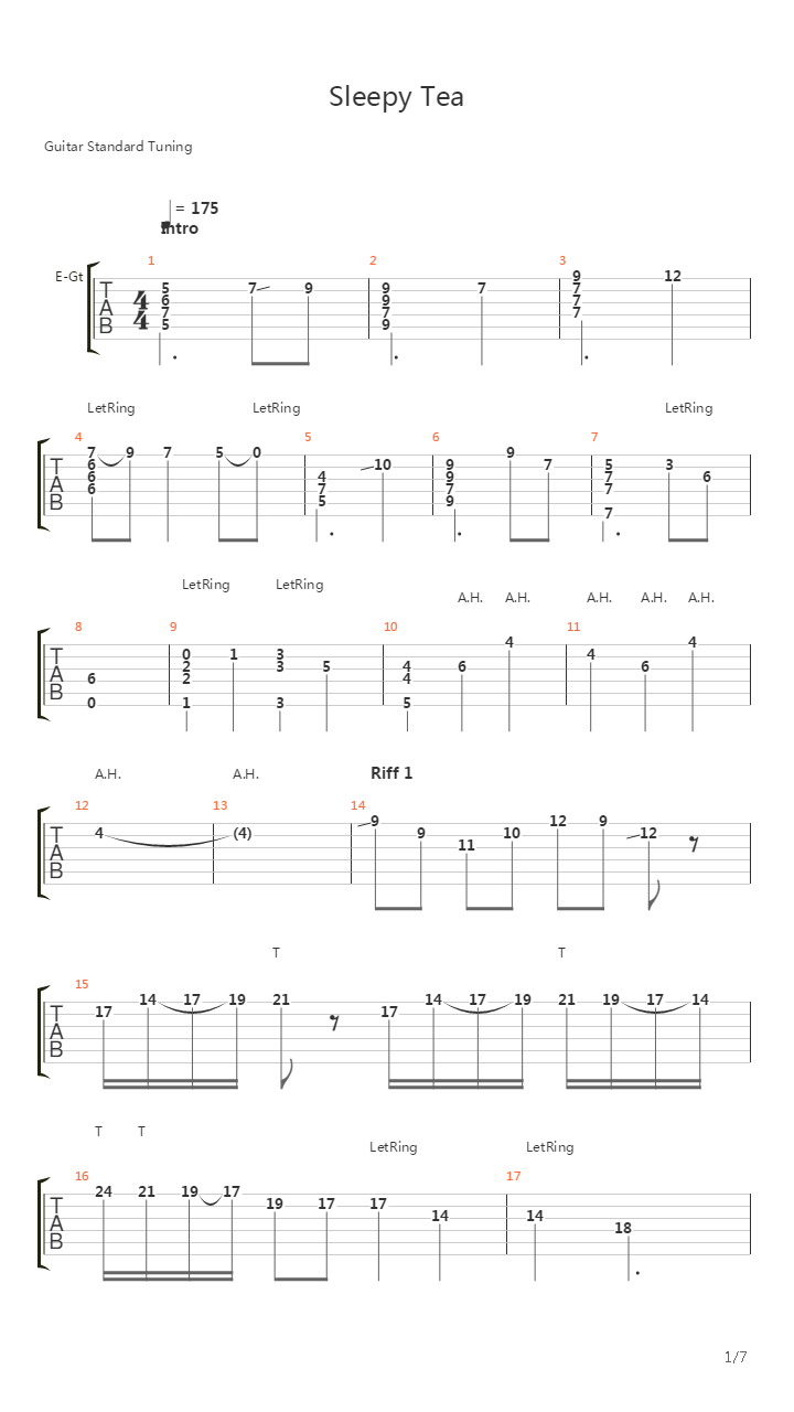 Sleepy Tea吉他谱