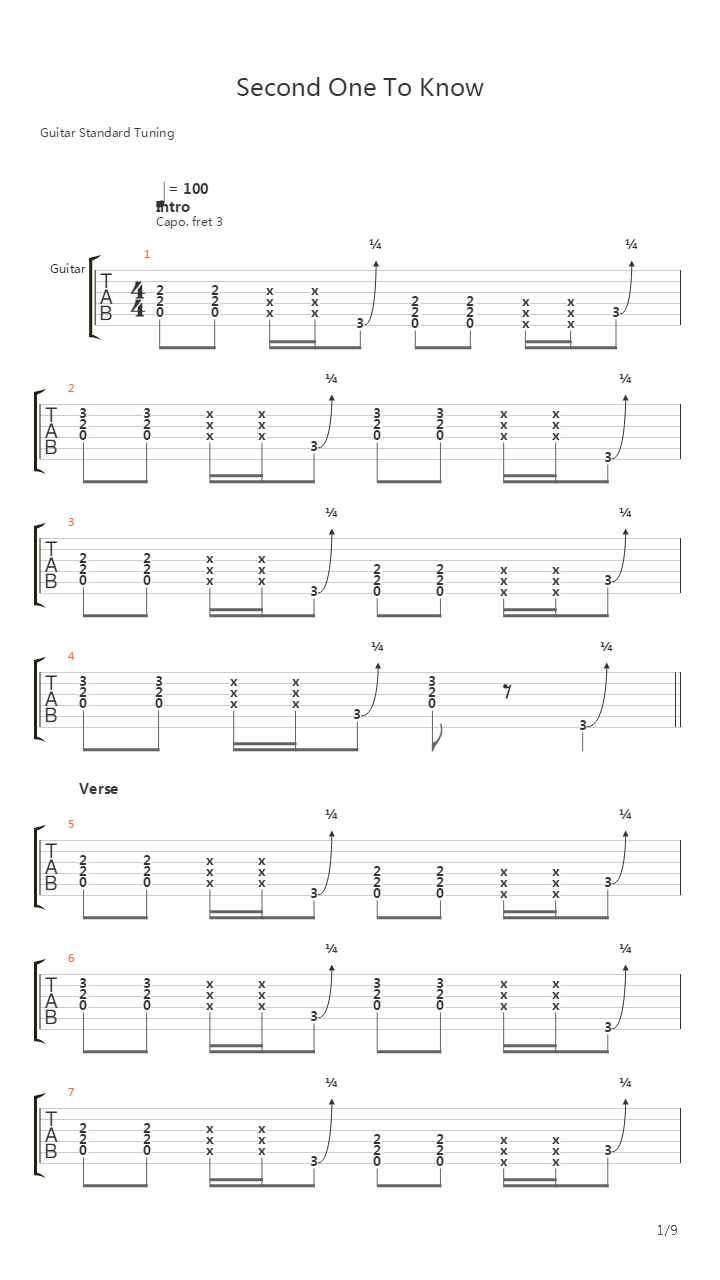 Second One To Know吉他谱