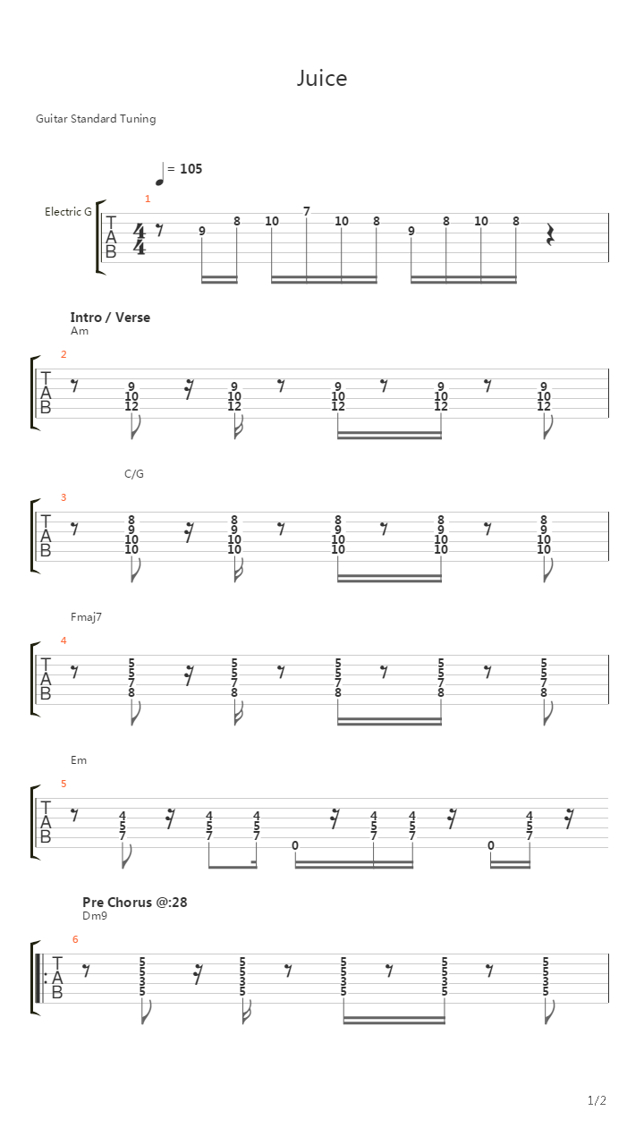 Juice吉他谱