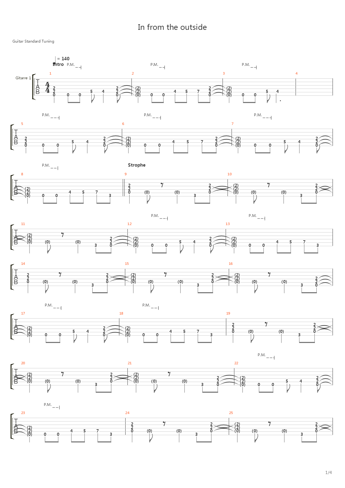 In From The Outside吉他谱