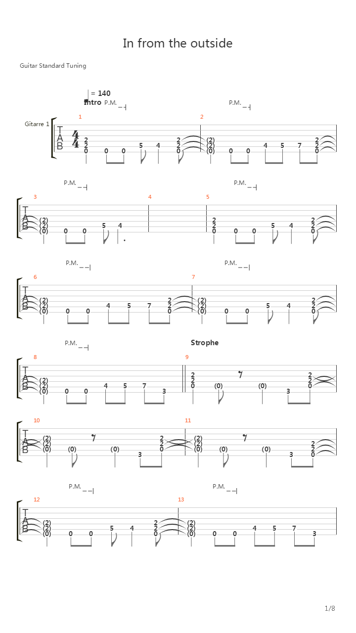 In From The Outside吉他谱