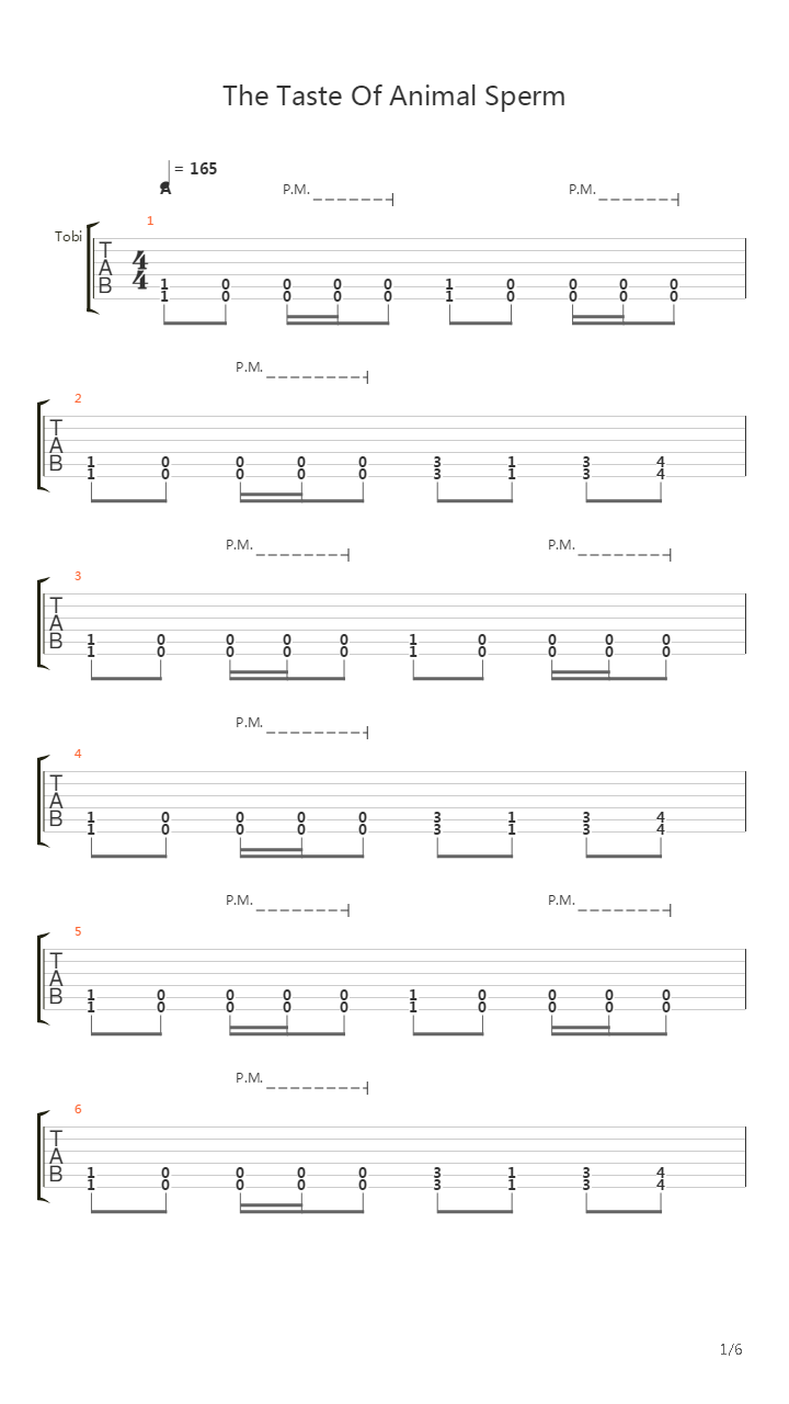 The Taste Of Animal Sperm吉他谱
