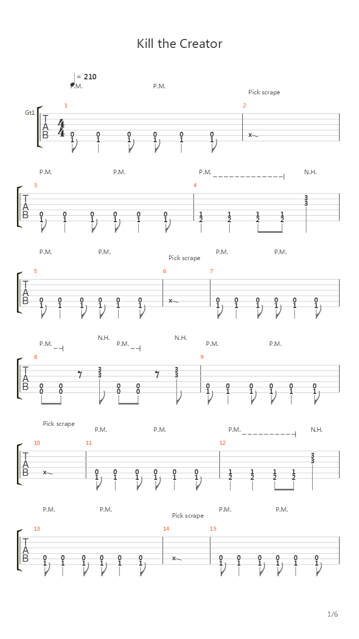 Kill The Creator吉他谱