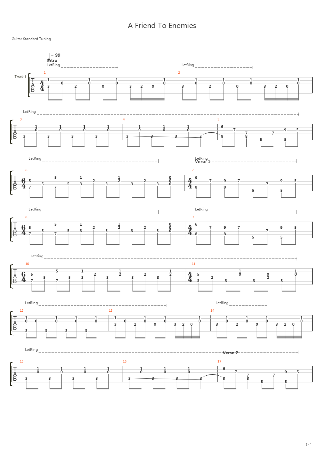 A Friend To Enemies吉他谱