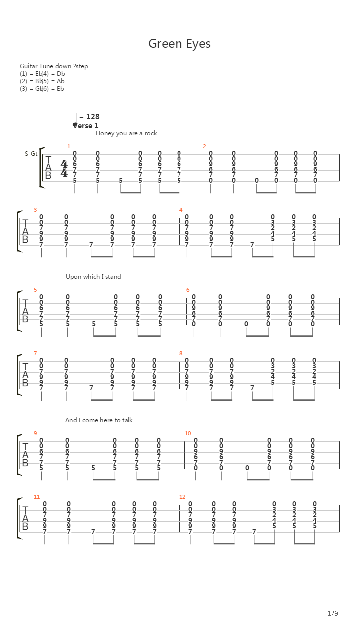Green Eyes吉他谱