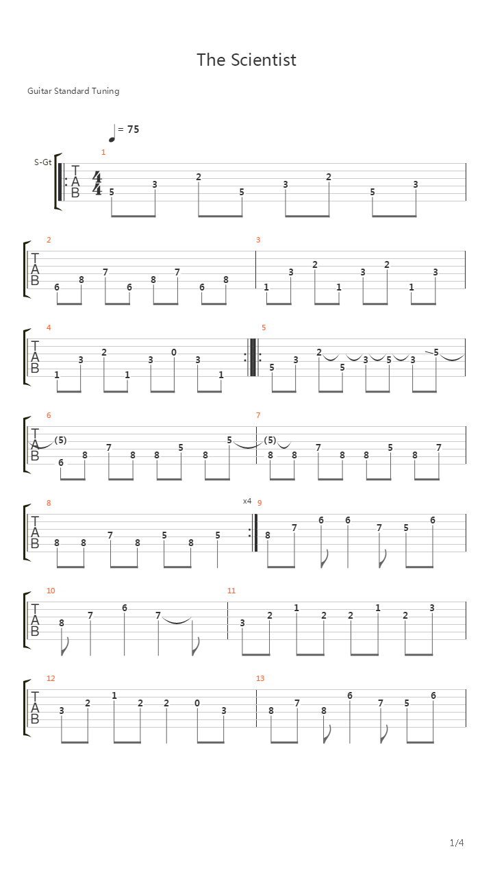 The Scientist吉他谱