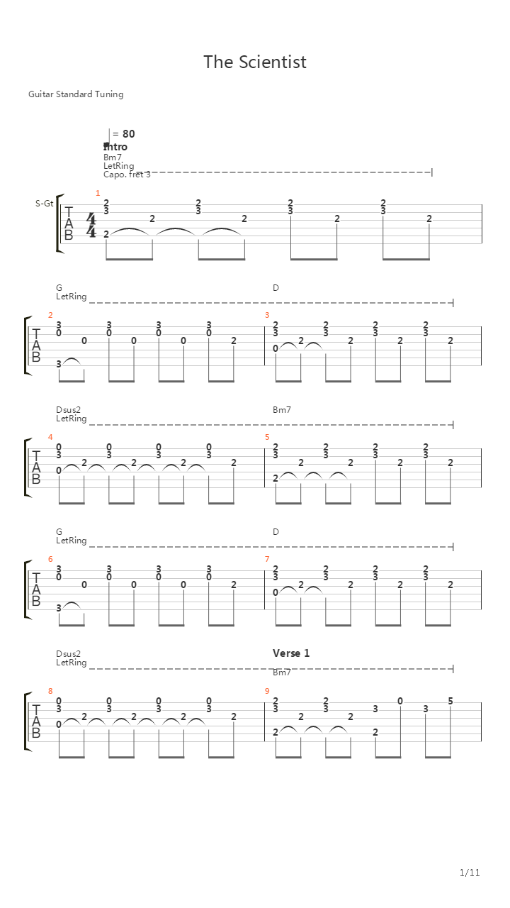 The Scientist吉他谱