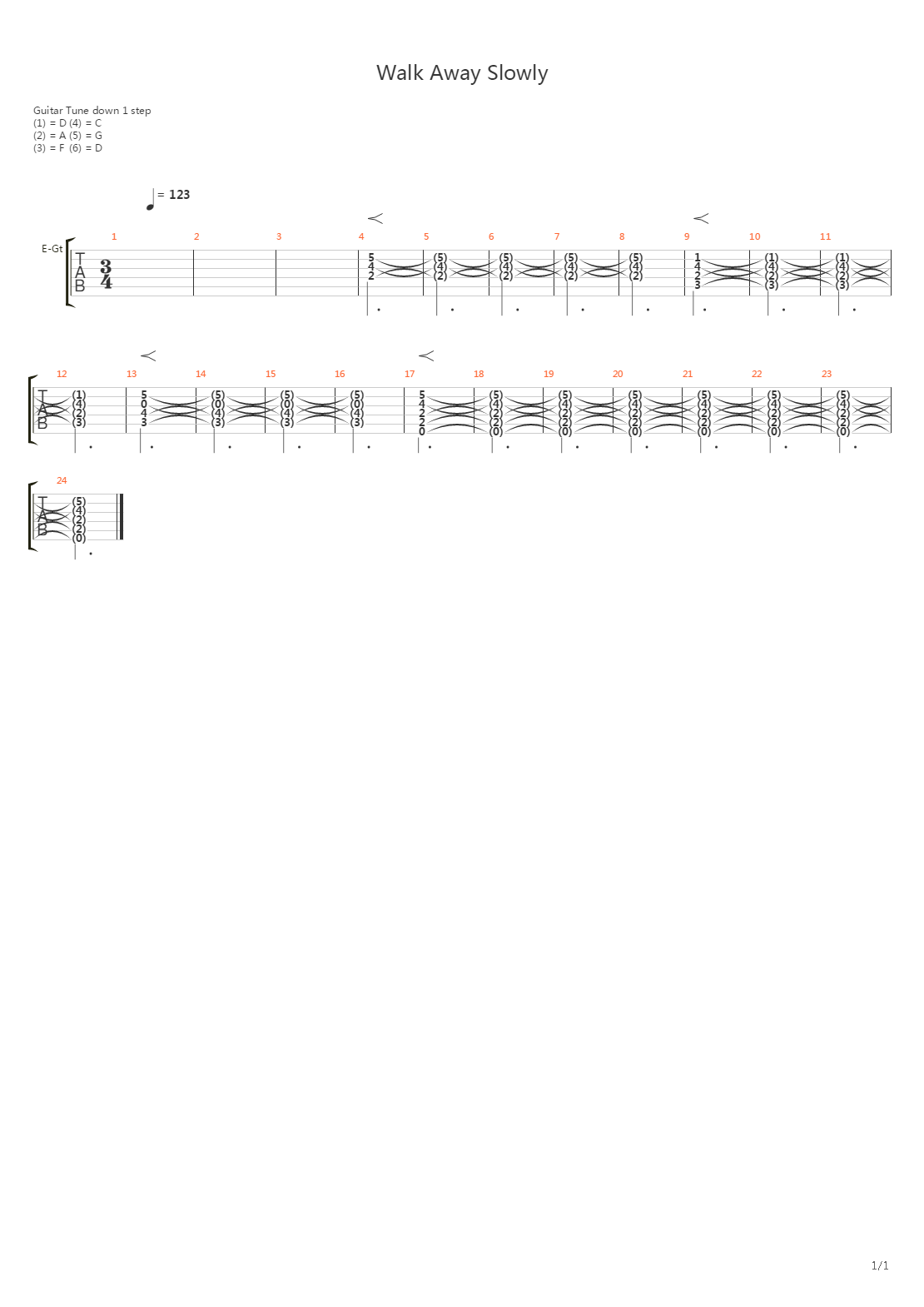 Walk Away Slowly吉他谱