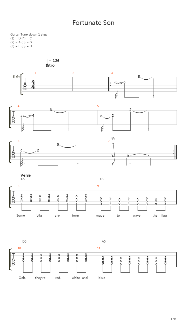 Fortunate Son吉他谱