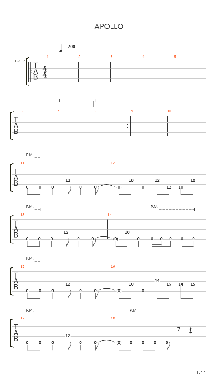 Apollo吉他谱