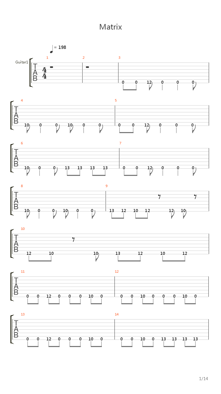 Matrix吉他谱