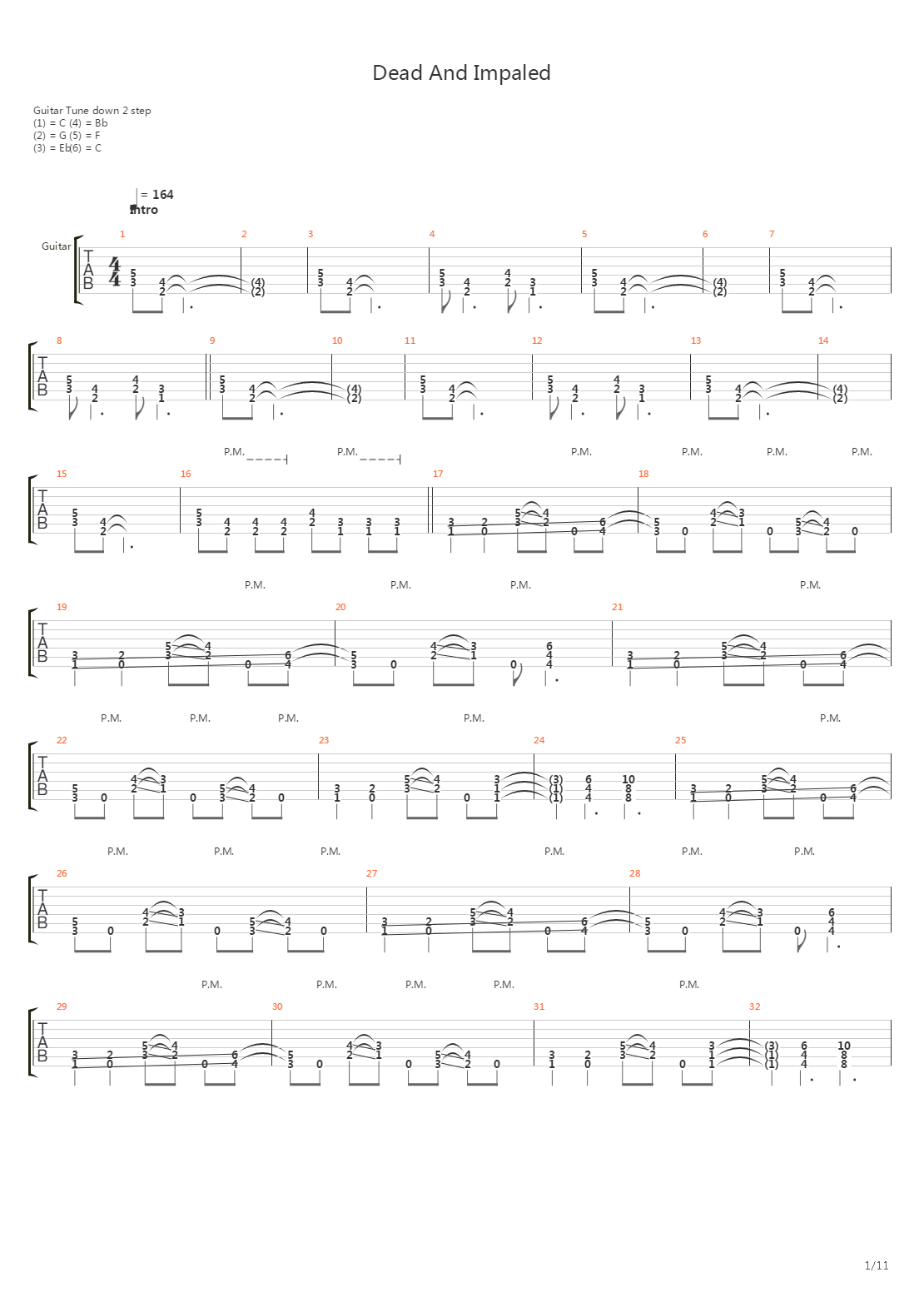Dead And Impaled吉他谱