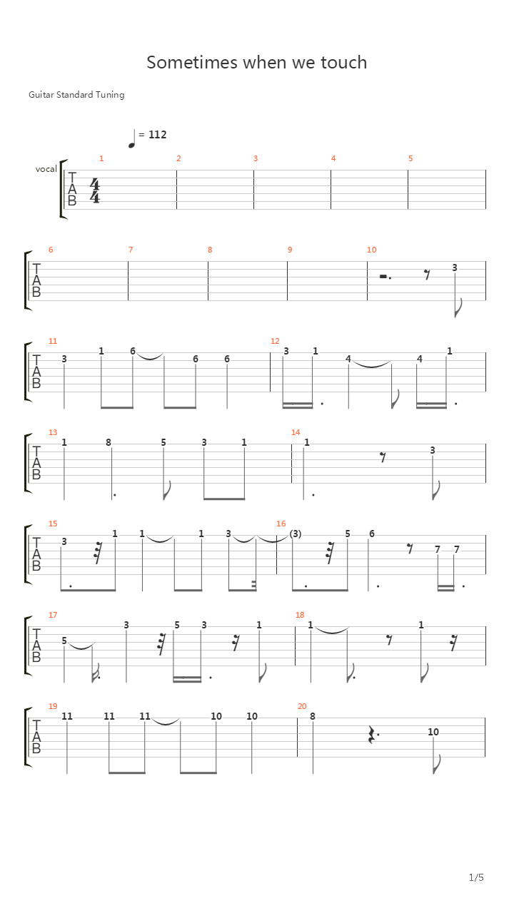 Sometimes When We Touch吉他谱