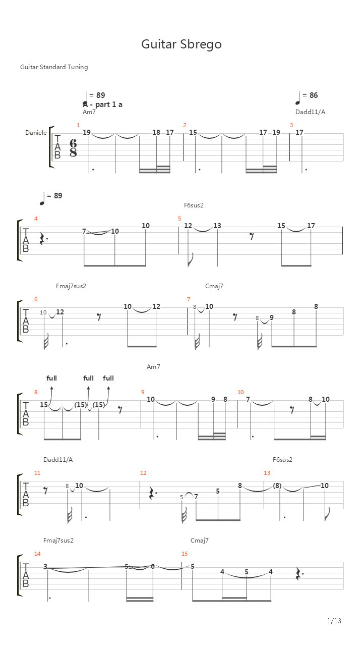 Guitar Sbrego吉他谱