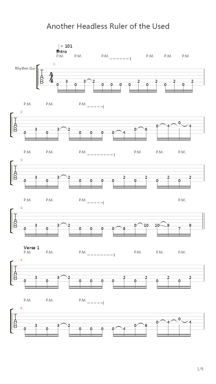 Another Headless Ruler Of The Used吉他谱
