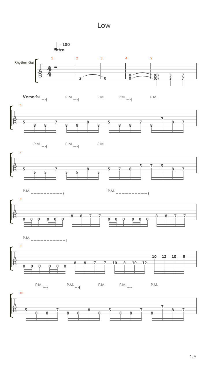 Low吉他谱