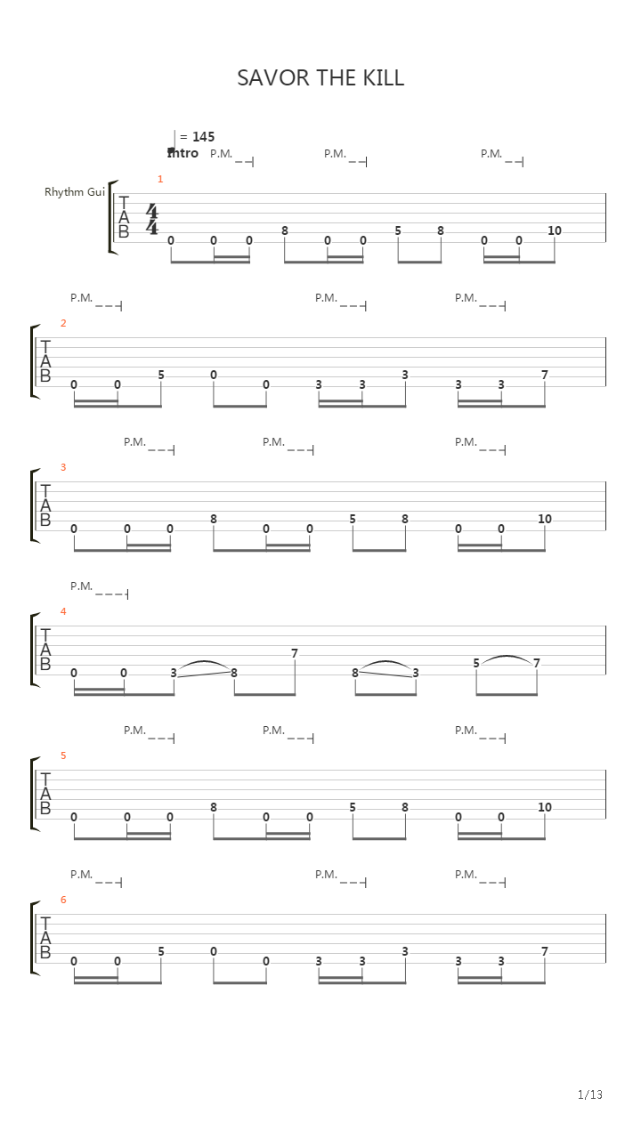 Savor The Kill吉他谱