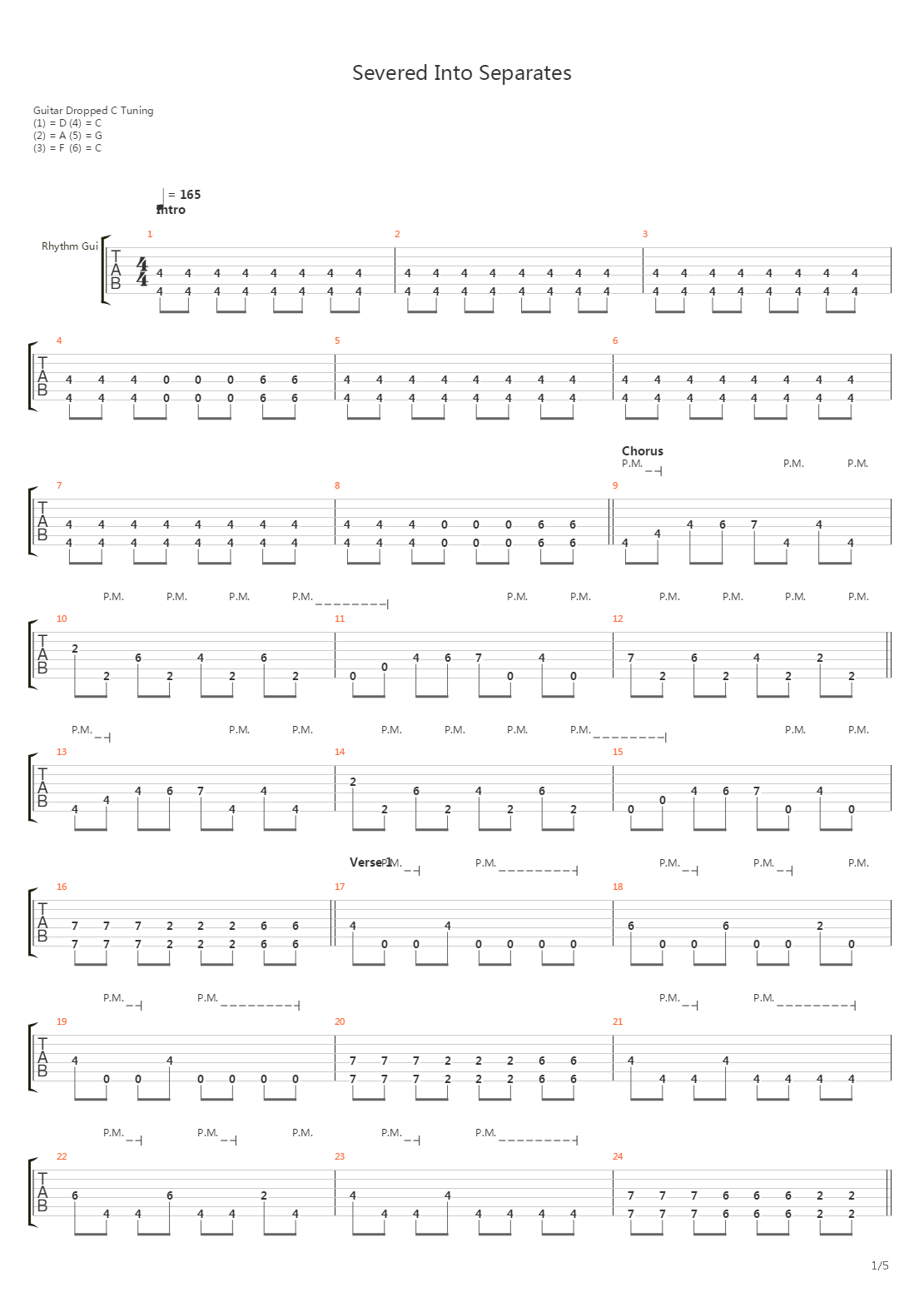 Severed Into Separates吉他谱