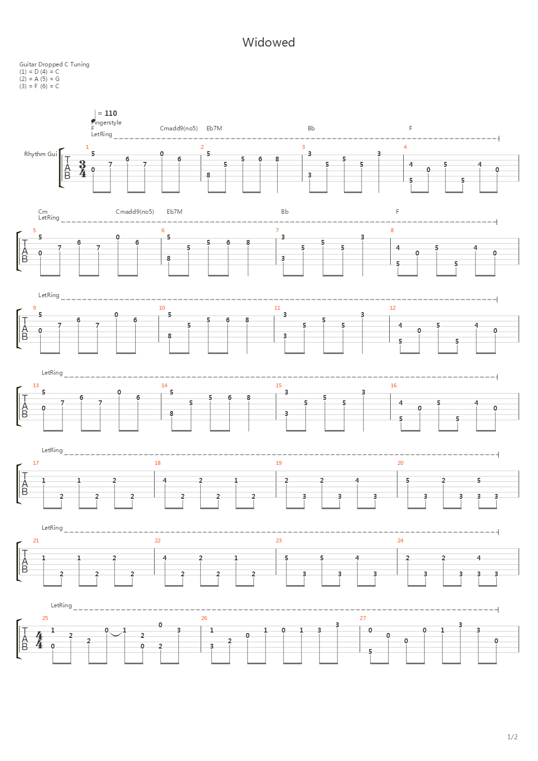 Widowed吉他谱