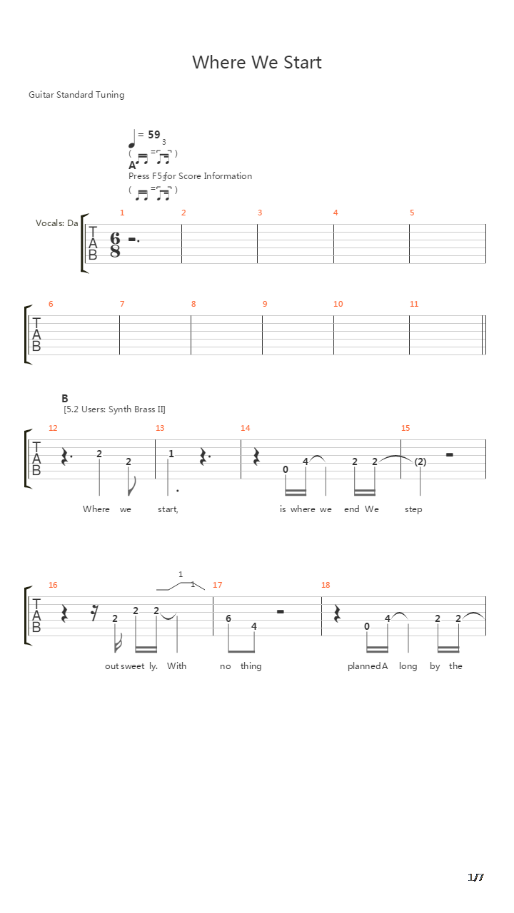 Where We Start吉他谱