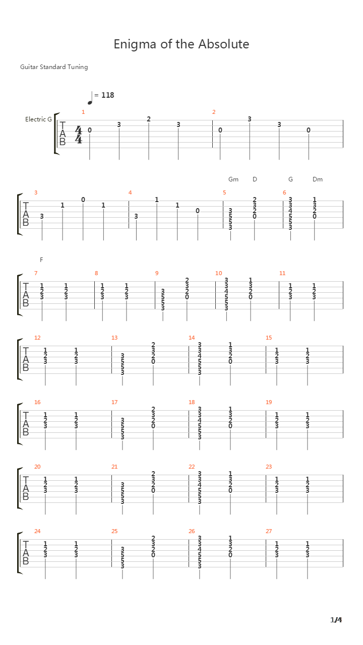 Enigma Of The Absolute吉他谱