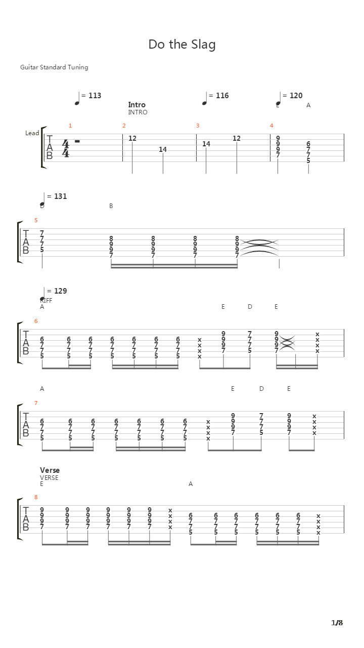 Do The Slag吉他谱