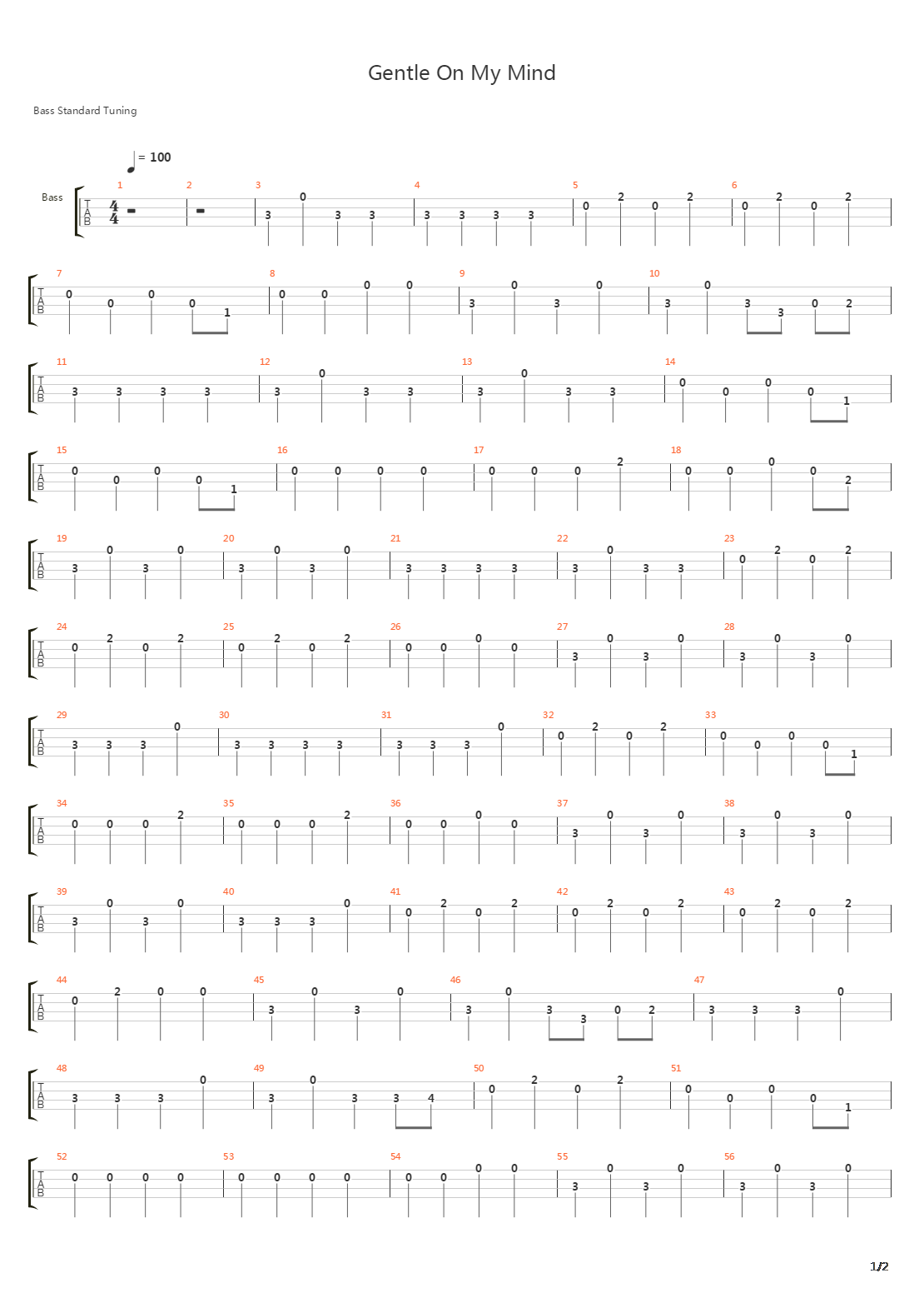 Gentle On My Mind吉他谱