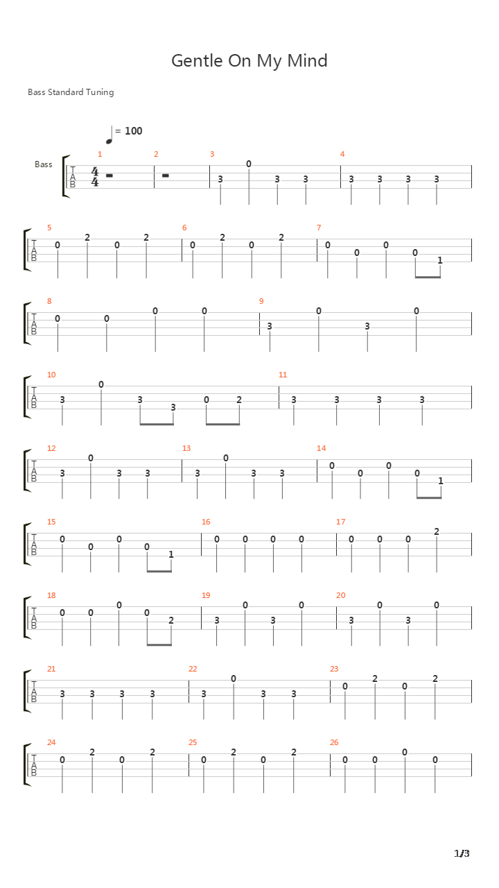 Gentle On My Mind吉他谱