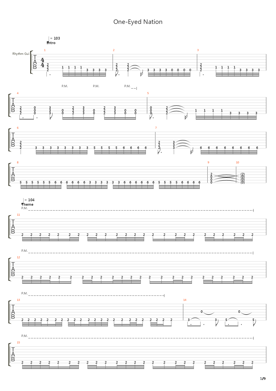 One-Eyed Nation吉他谱