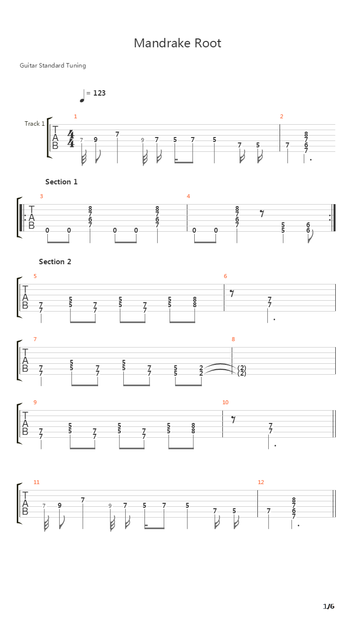 Mandrake Root吉他谱