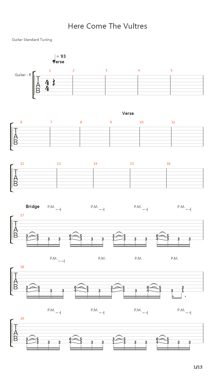 Here Come The Vultures吉他谱