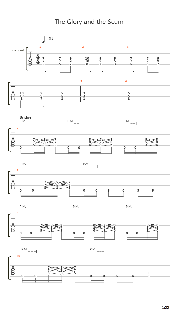 The Glory And The Scum吉他谱