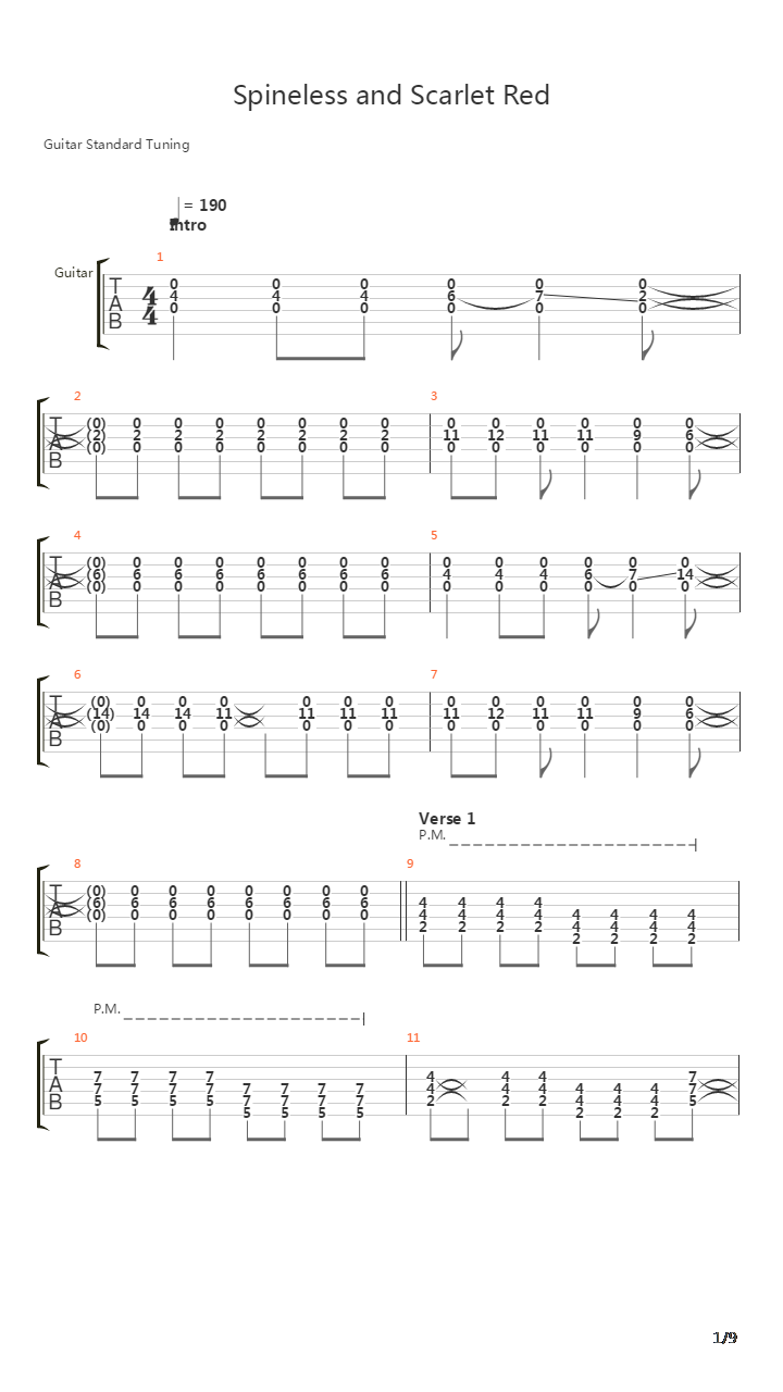 Spineless And Scarlet Red吉他谱