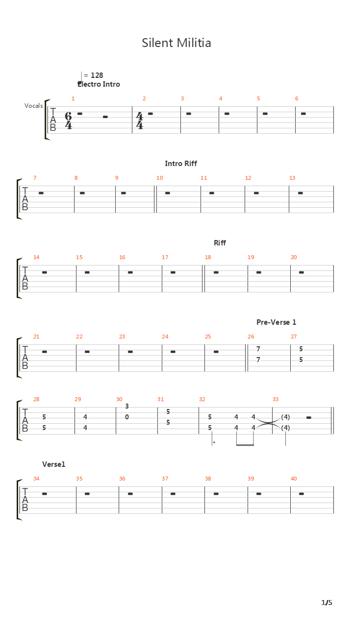 Silent Militia吉他谱