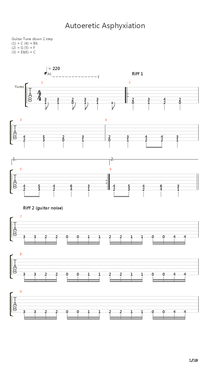 Autoerotic Asphyxiation吉他谱