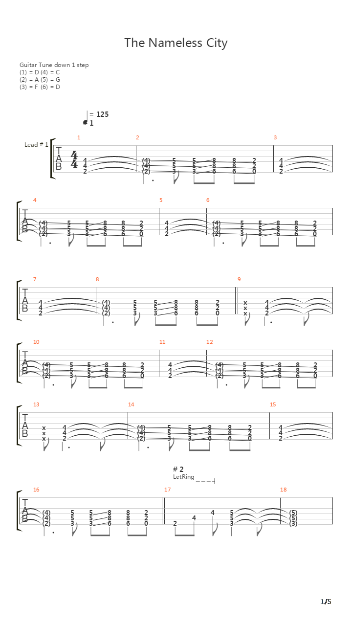 The Nameless City吉他谱