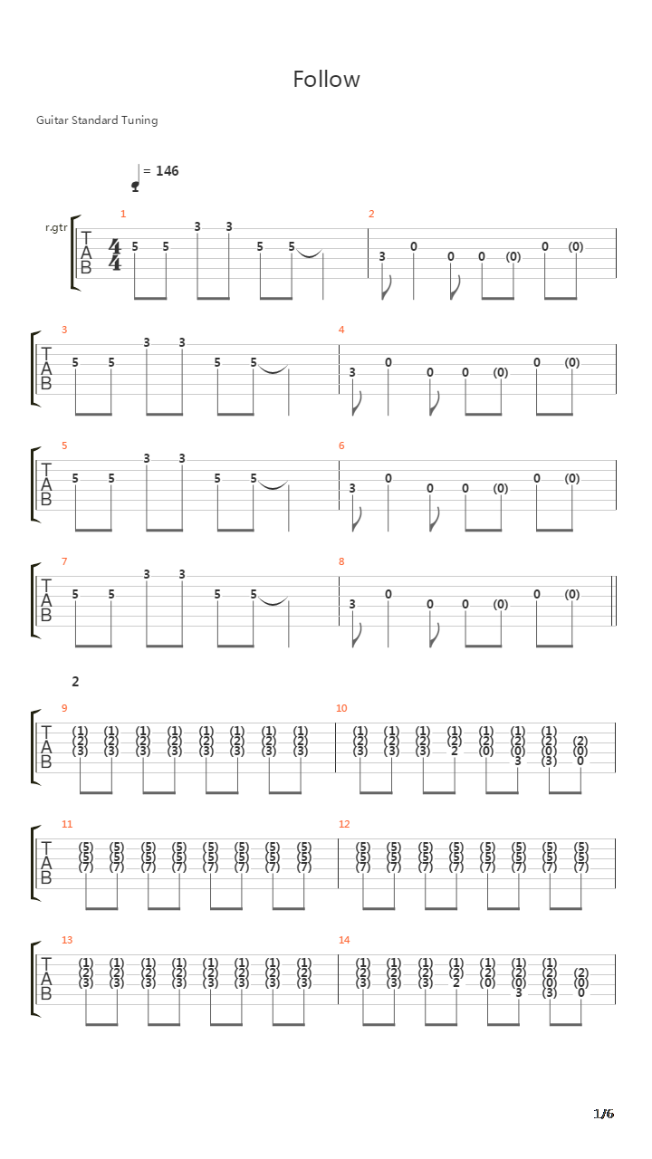 Follow吉他谱