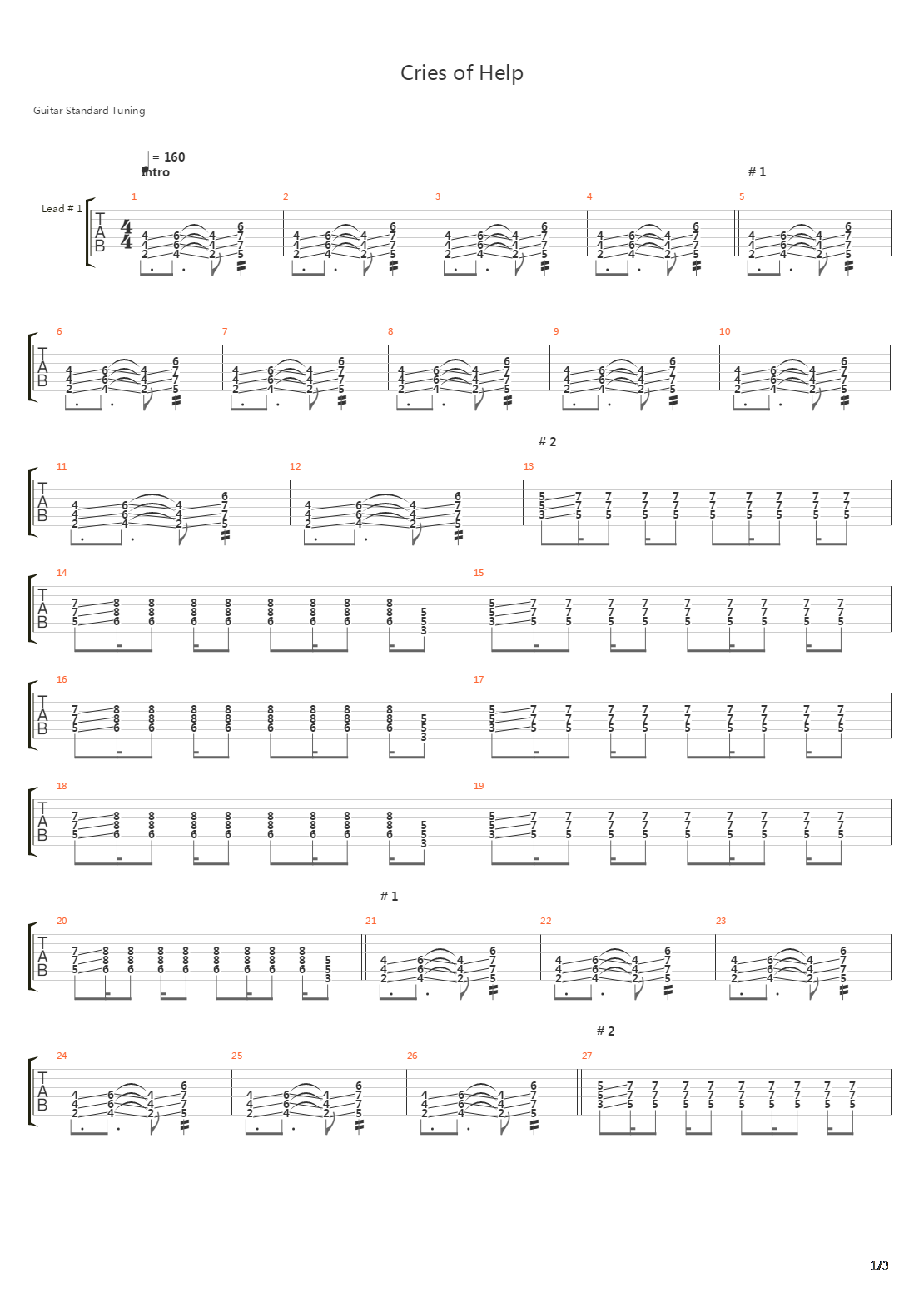 Cries Of Help吉他谱