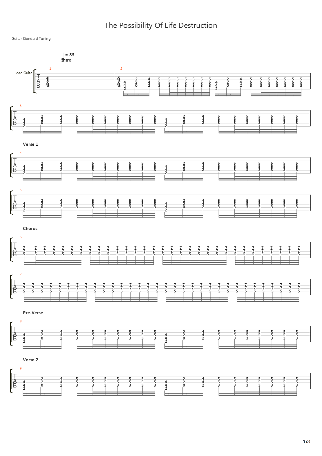The Possibility Of Lifes Destruction吉他谱