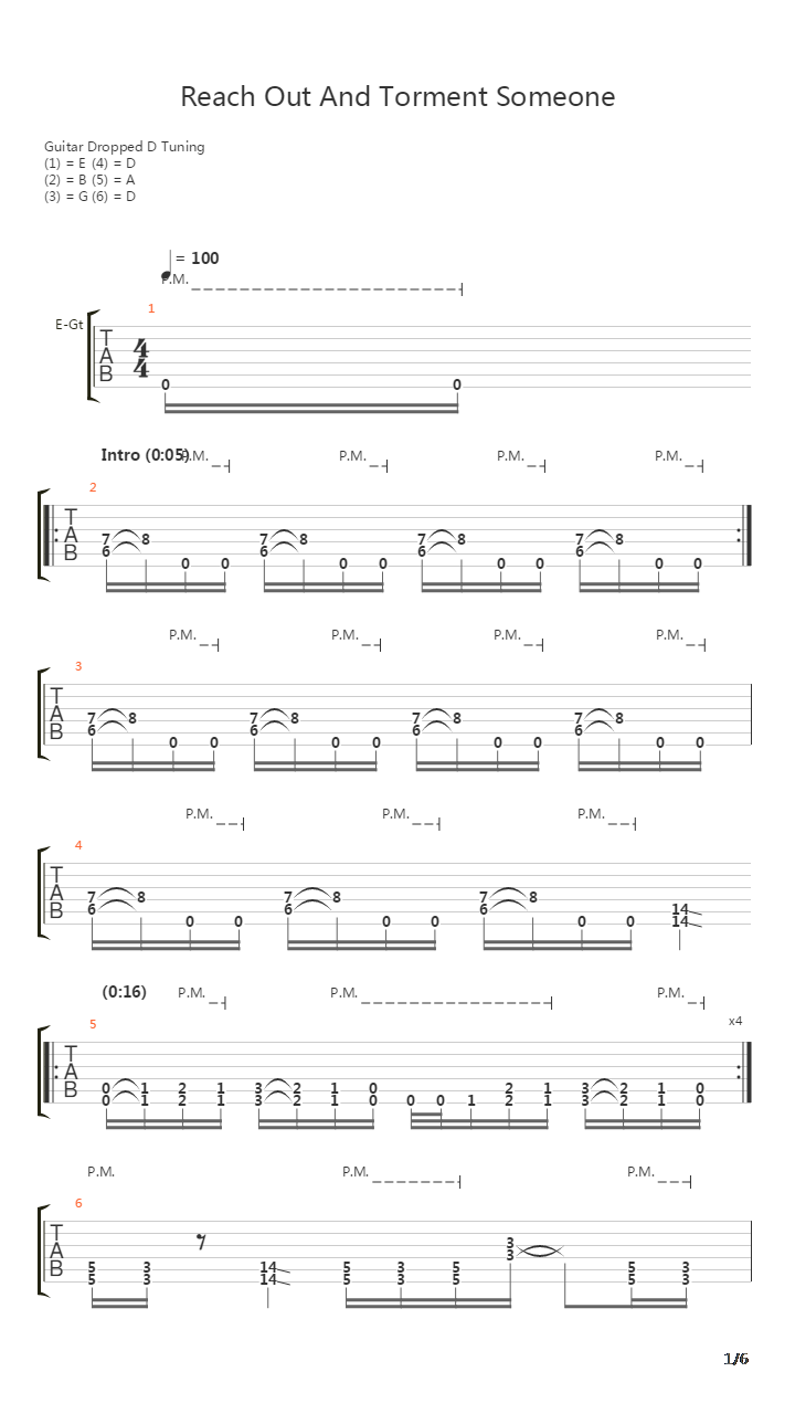 Reach Out And Torment Someone吉他谱