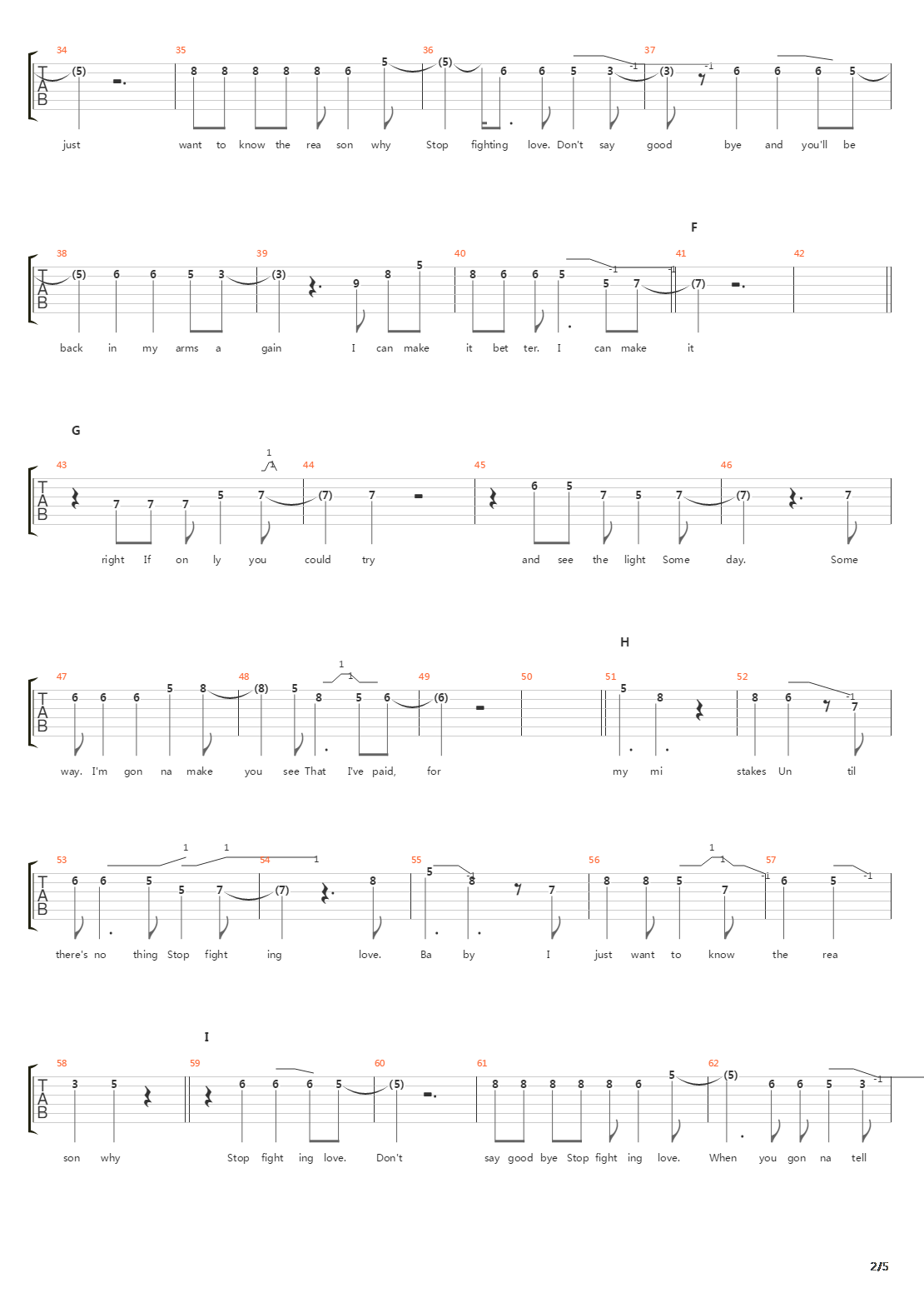 Stop Fighting Love吉他谱