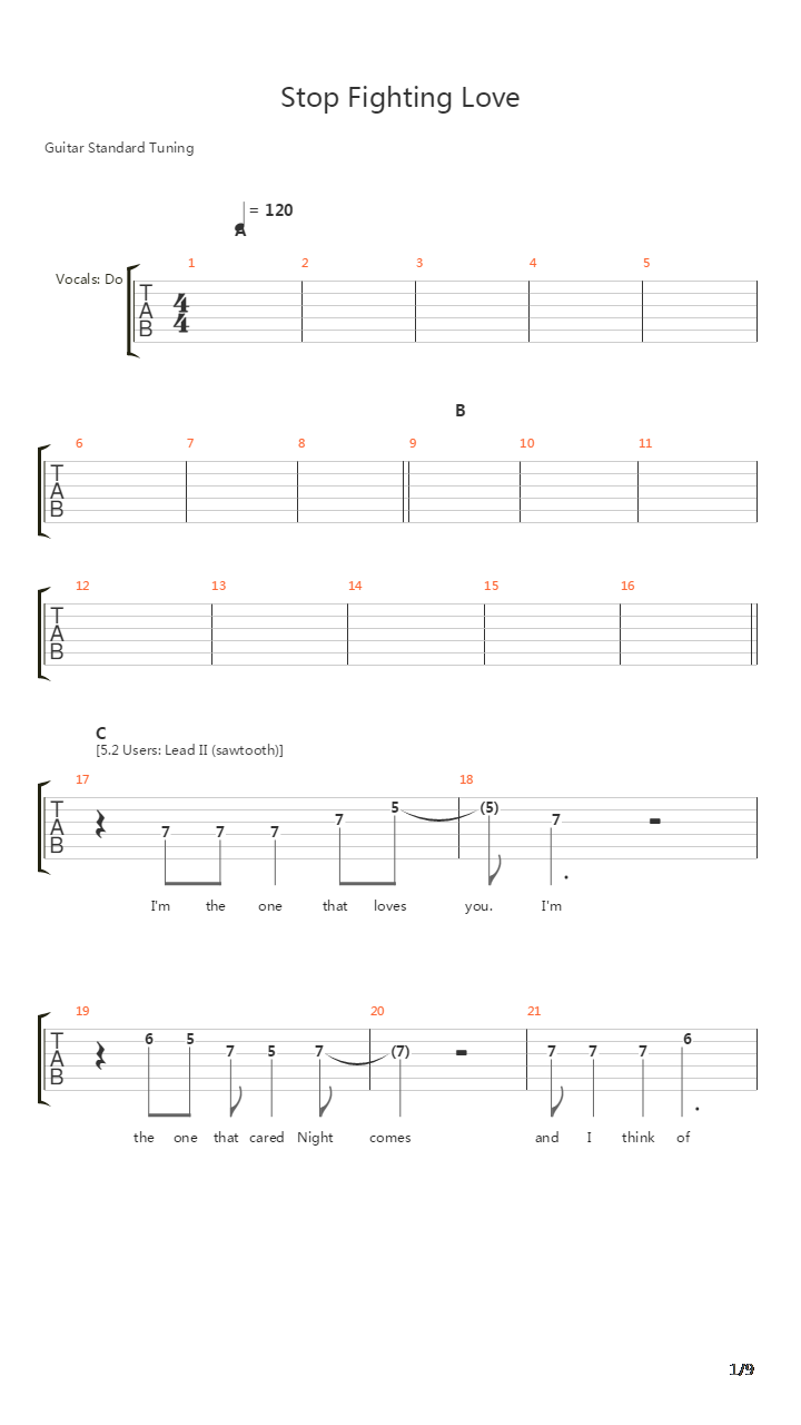 Stop Fighting Love吉他谱